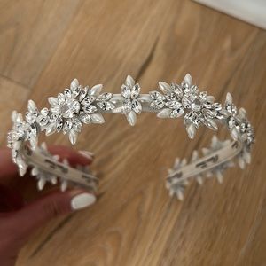 Pnina Tornai Swarovski Crystal and Pearl Cluster Wedding Headband Head Piece NWT